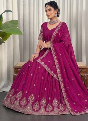 Navratri Special Bottle Green Silk Embroidered Lehenga Choli with Dupatta 2
