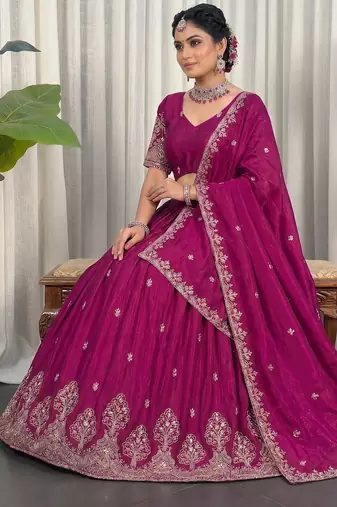 Navratri Special Bottle Green Silk Embroidered Lehenga Choli with Dupatta