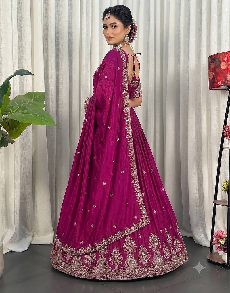 Navratri Special Bottle Green Silk Embroidered Lehenga Choli with Dupatta