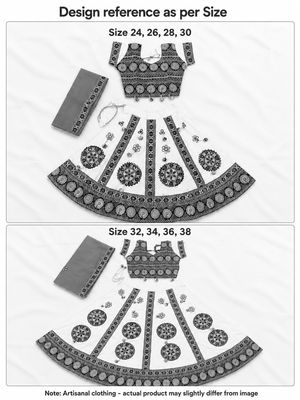 Black kutch work embroidered cotton mirrorwork chaniya choli set with dupatta 3