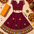 Maroon kutch work embroidered cotton mirrorwork chaniya choli set with dupatta
