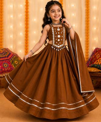 Royal chocolate brown premium roman silk chaniya choli for navratri 2