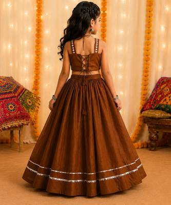 Royal chocolate brown premium roman silk chaniya choli for navratri 3