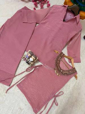  pink color beads and siquence work silk blend salwar suit  4