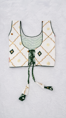 Green rayon cotton printed chaniya choli for navratri for kid 4
