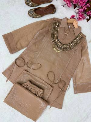 cream color beads and siquence work silk blend salwar suit  3