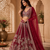 maroon color Multi thread Embroidery Dori Work with Zari Sequins silk blend Lehenga Choli set