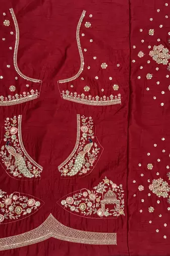 maroon color Multi thread Embroidery Dori Work with Zari Sequins silk blend Lehenga Choli set