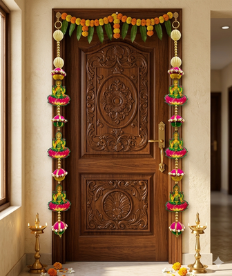 handmade decorative hanging  traditional wall hanging home temple door and home decoration (pack of 2) 2