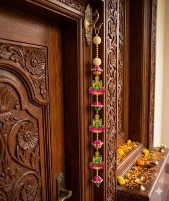 handmade decorative hanging  traditional wall hanging home temple door and home decoration (pack of 2) 4