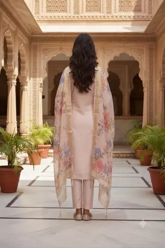 embroidered straight kurta set with pant & dupatta