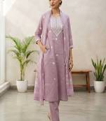 Women’s premium embroidered straight kurta set with pant & dupatta