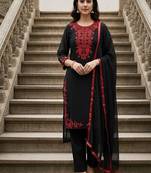 embroidered straight kurta set with pant & dupatta