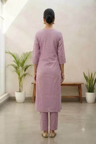 Women’s premium embroidered straight kurta set with pant & dupatta