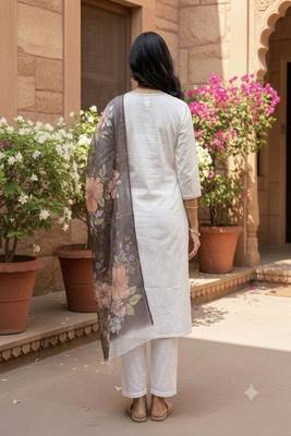 embroidered straight kurta set with pant & dupatta 2