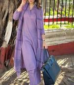 embroidered straight kurta set with pant & dupatta
