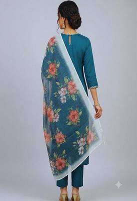 embroidered straight kurta set with pant & dupatta 2