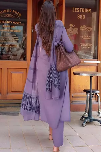 embroidered straight kurta set with pant & dupatta