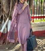 Women’s premium embroidered straight kurta set with pant & dupatta
