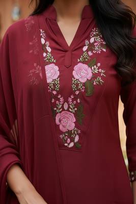 embroidered straight kurta set with pant & dupatta 4