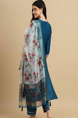 embroidered straight kurta set with pant & dupatta 2