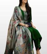Women’s premium embroidered straight kurta set with pant & dupatta