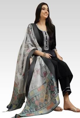 embroidered straight kurta set with pant & dupatta 3