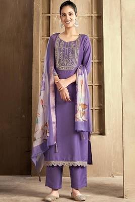 embroidered straight kurta set with pant & dupatta 1