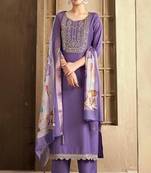 embroidered straight kurta set with pant & dupatta