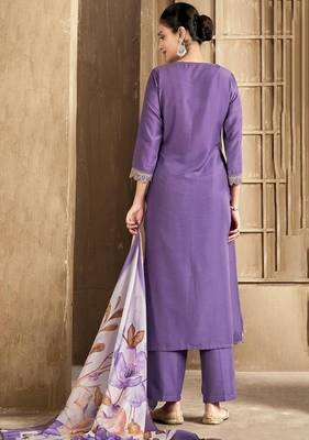 embroidered straight kurta set with pant & dupatta 2