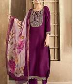 embroidered straight kurta set with pant & dupatta