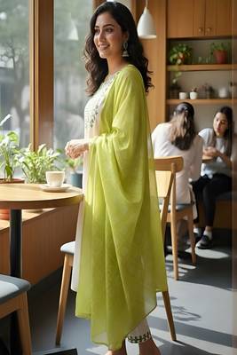 embroidered straight kurta set with pant & dupatta 4