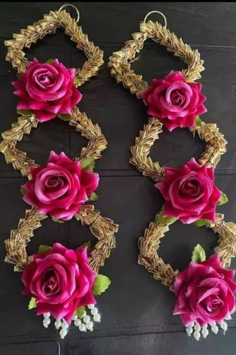 handmade decorative artificial rose door hanging with tassels floral toran home decoration (pack of 2)