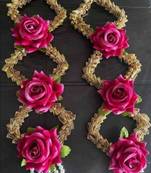 handmade decorative artificial rose door hanging with tassels floral toran home decoration (pack of 2)