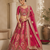 Rani Pink color Golden dabki handwork Real Mirror work Gotta Patti Embroidery lace work silk blend Lehenga Choli set  