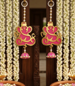 decorative lord ganesha mdf hanging with beads and traditional hanging toran for home decor (pack of 2)