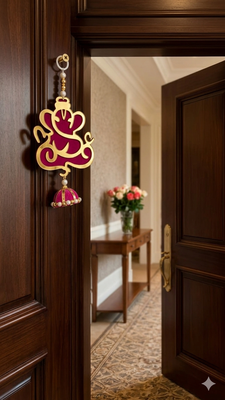 decorative lord ganesha mdf hanging with beads and traditional hanging toran for home decor (pack of 2) 3