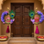 handmade shubh labh door hanging with purple foam roses peacock traditional wall hanging for home decoration (pack of 2)