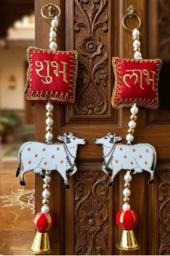 handmade decorative hanging  traditional wall hanging home temple door and decoration (pack of 2)