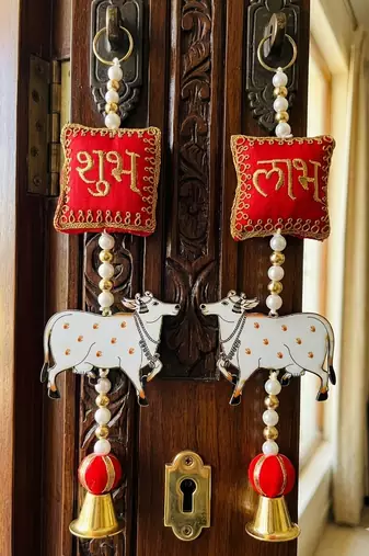 handmade decorative hanging  traditional wall hanging home temple door and decoration (pack of 2)