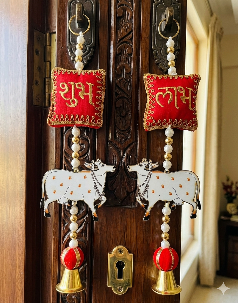 handmade decorative hanging  traditional wall hanging home temple door and decoration (pack of 2)