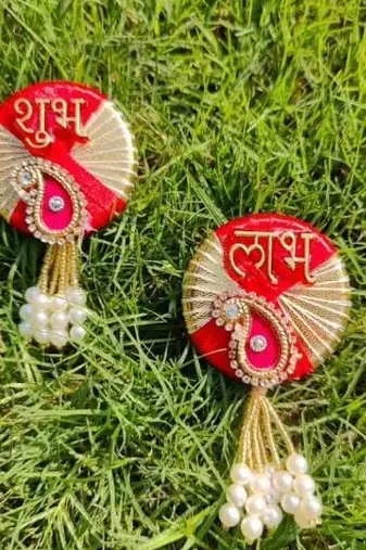 handmade decorative hanging  traditional wall hanging home temple decoration (pack of 2)