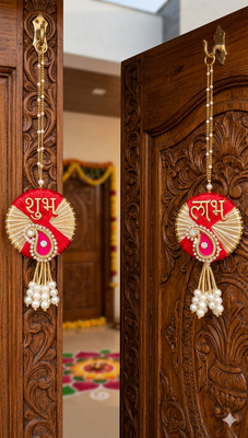 handmade decorative hanging  traditional wall hanging home temple decoration (pack of 2) 2