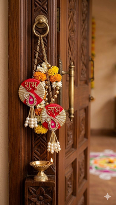 handmade decorative hanging  traditional wall hanging home temple decoration (pack of 2) 3