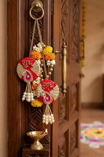 handmade decorative hanging  traditional wall hanging home temple decoration (pack of 2)