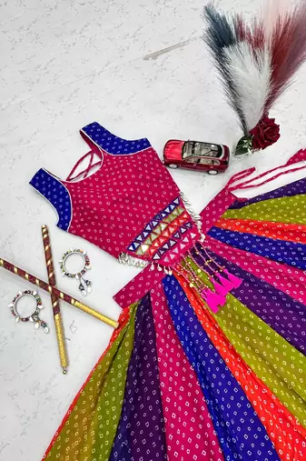 Multi Bandhej Print Georgette Navratri Lahenga Choli