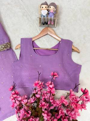 lavender color sequence and zari work silk blend salwar suit 2