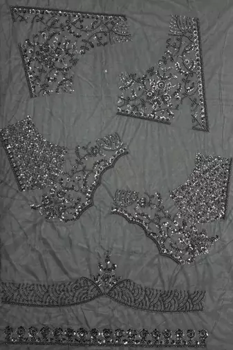 black color Sequence work Zari Motif Handwork Net Lehenga Choli set