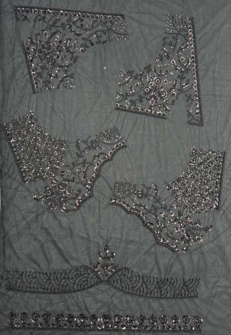black color Sequence work Zari Motif Handwork Net Lehenga Choli set
