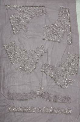lavender color Sequence work Zari Motif Handwork Net Lehenga Choli set 5